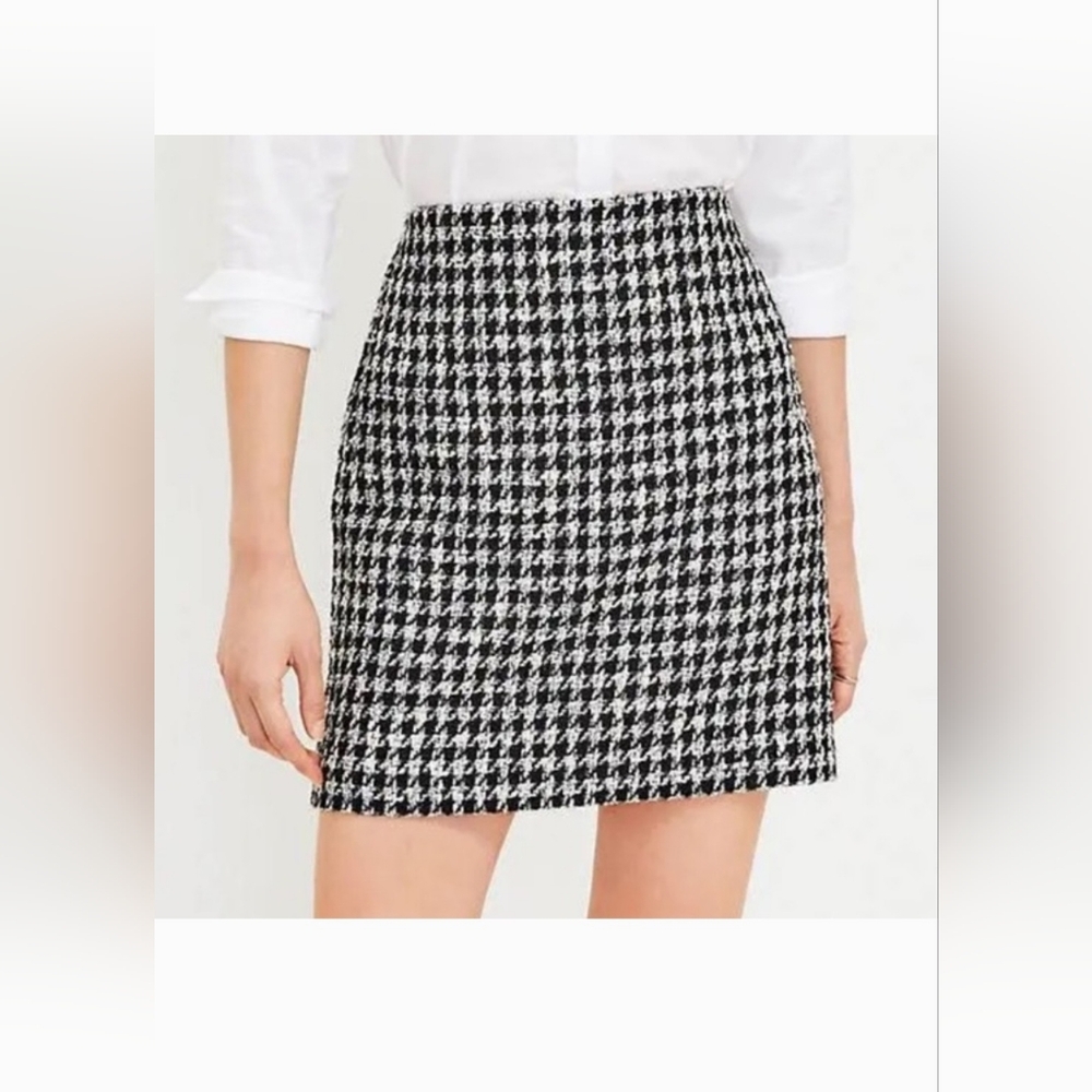 NWOT! LOFT Fall Glam Houndstooth Shimmer Y2k Women's Formal Mini Skirt 8/Medium